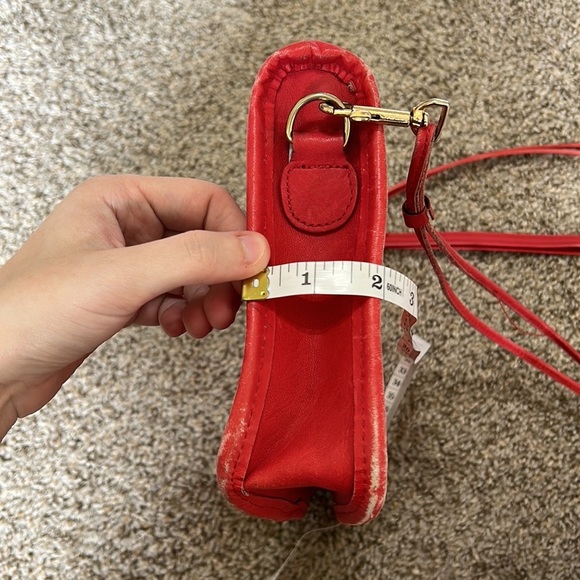 Genuine Leather Red Crossbody Vintage Basic Bag Made in Hong Kong Women’s Travel - Picture 14 of 16